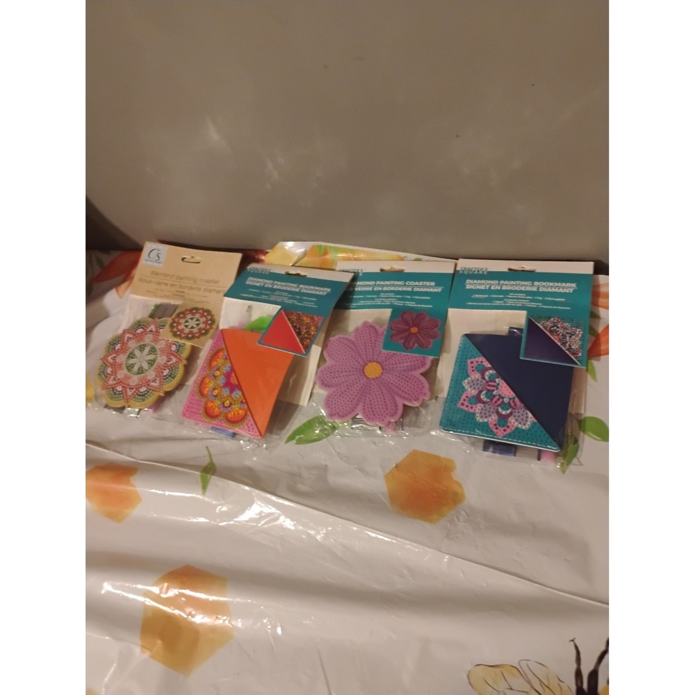 Crafter's Square Diamond Painting Kit Bundle 4pk Bookmarks and Coasters Floral